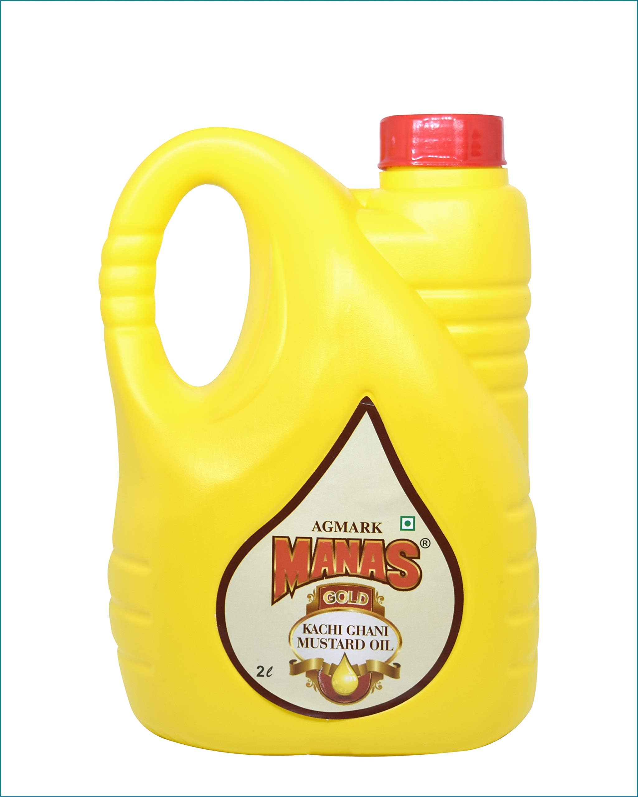 Manas Gold Kachi Ghani Mustard Oil 2 L (Home Pantry Groceries Items Kitchen and Home Healthy Cooking Oil Edible Oil Natural Extracts)