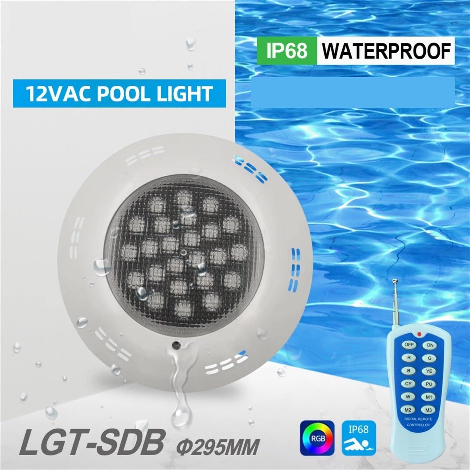 EDEDE Luci Piscina, Luci for Piscina Luci for Piscina Par Luci subacquee a Parete Luci subacquee RGB Colorate con Telecomando(Warm White,45W)