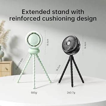 JISULIFE Stroller Fan Baby Large, Safe Bladeless for Crib, Desk, 4000mAh Battery Rechargeable Portable Cooling Fan with Air Turbo Tech, Night Light, Food-Grade Gift for Mom/Dad/Friend - Green