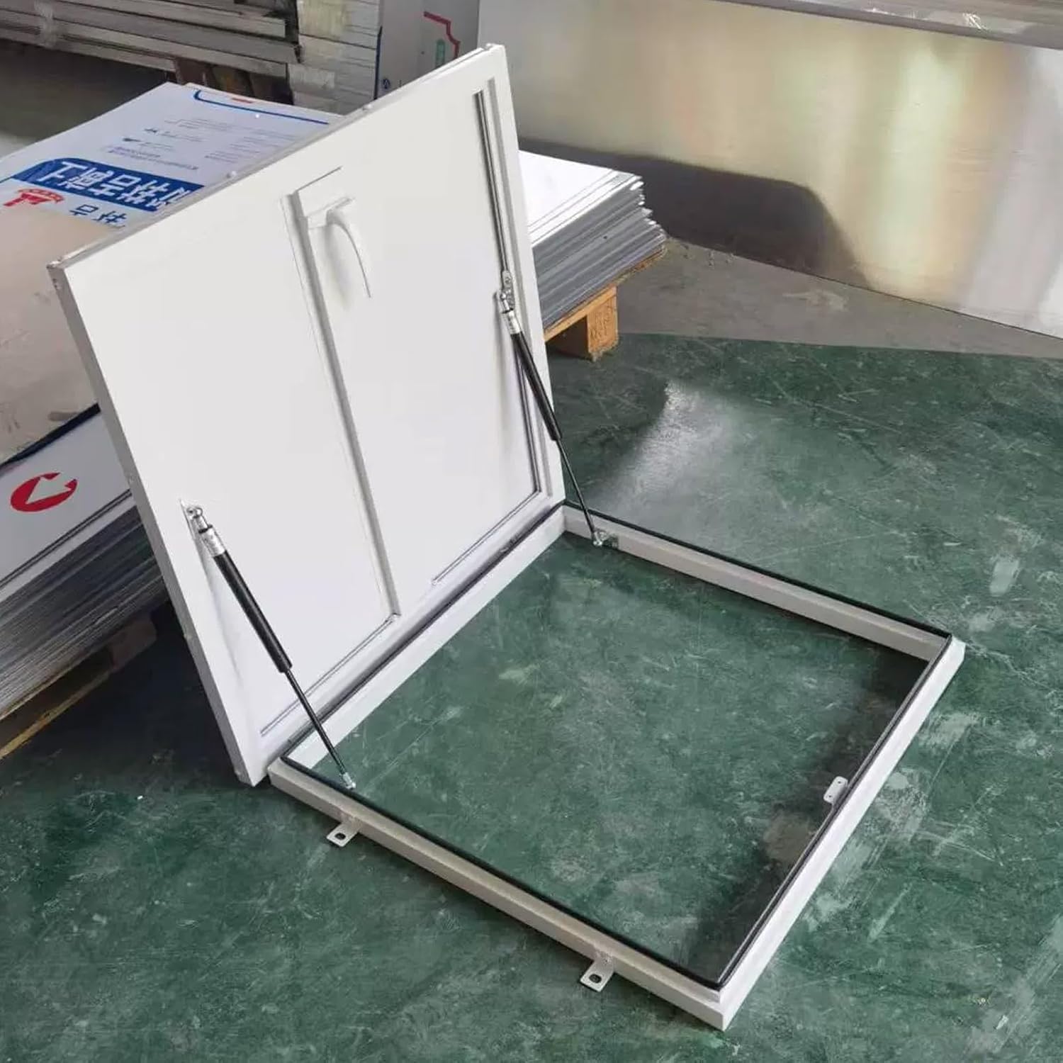 JKGHK Aluminum Roof Access Hatch, Rainproof Attic Skylight Cover Roof Access Hatch, Access Hatch for Maintenance Roof, Emergency Access Lid, Wellhead Lid, Cellar Cover(Black,LXW-55x60cm/21.7x23.6in)