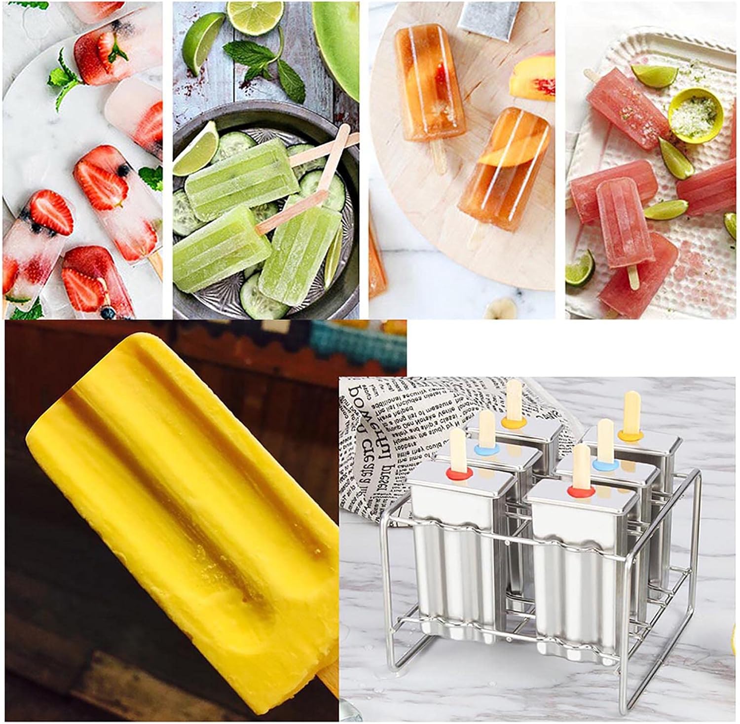 Stainless Steel Mold Ice Cream Industrial Home Kitchen DIY Ice Pop Mould Maker Tool (Flat Head Double Slot)