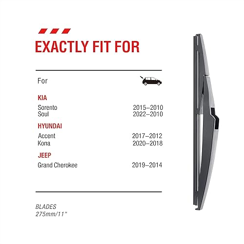 Miniatura 2 de Repuesto de limpiaparabrisas trasero de 11 pulgadas para Jeep Grand Cherokee 2022-2014Kia Rio 2022-2012Soul 22-10 Sorento 15-10Chevy HHR