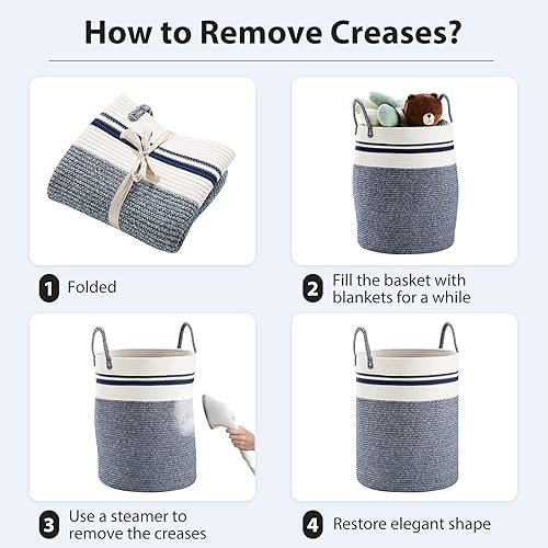 Miniatura 6 de Fiona's magic - Cesta de lavandería tejida grande de 58 litros, cesta de almacenamiento de ropa sucia, cesta para cuarto del bebé, juguetes y cesta