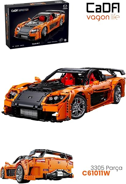 CaDA Uzaktan Kumandalı Mazda RX-7 3305 PARÇA Premium Yarış Aracı Yapım Seti -FFC61502W-3305