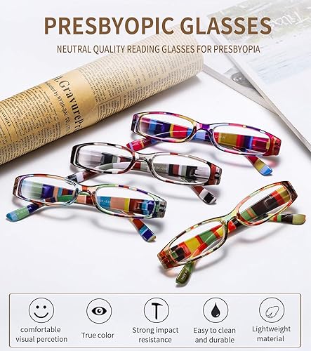 Miniatura 2 de Gafas de lectura, 4 pares de moda para lectores, bisagra de resorte con patrón de anteojos para mujer +1.0