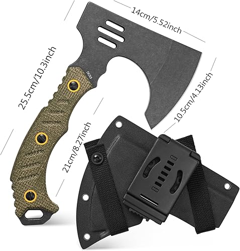 Miniatura 8 de C1392 - Hachas de campamento, hoja de acero DC53 con mango de micarta, hacha de corte, hachas de campamento, hachas de supervivencia con vainas