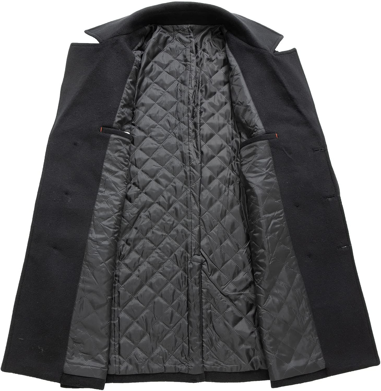 Firzero Men's Single Breasted Trench Coat, Winter Wool Coat Oversized Warm Lapel Work Business Long Jacket