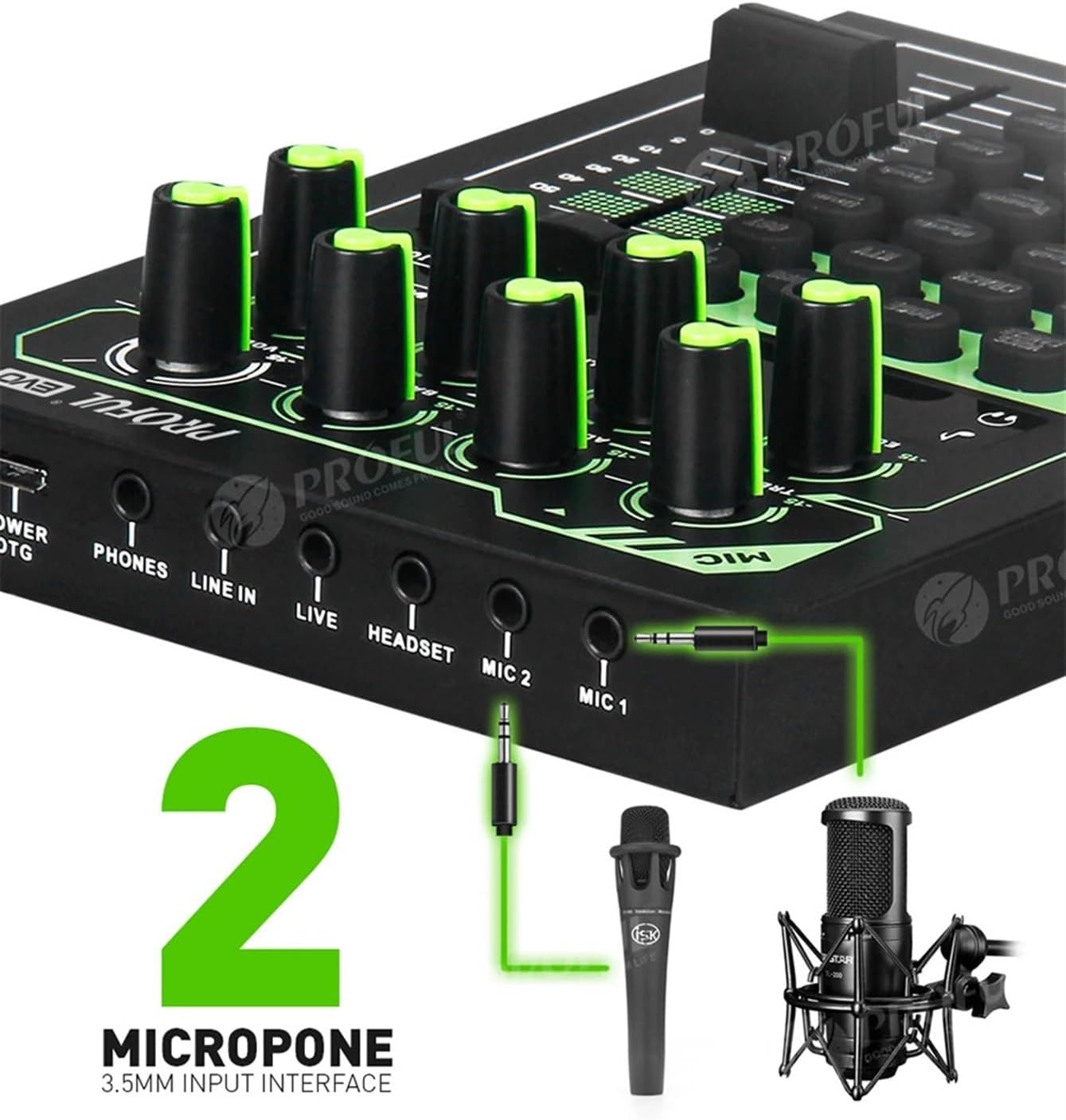 LIAMOS Audio Interface External Sound Card,Large Capacity Battery,with,20 Kinds of Sound Effects,for Live Broadcast,Strong Compatibility