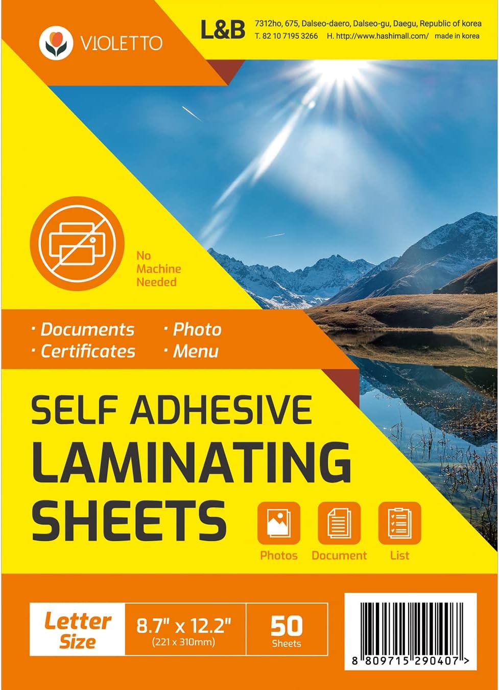 VIOLETTO (50 Sheets) Self Adhesive Laminating Sheets, Self