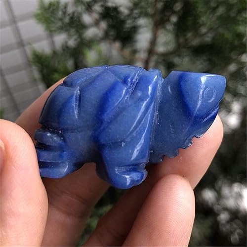 Miniatura 2 de faovramulet Estatua de animal de tortuga de piedra tallada a mano, escultura de estatua de bolsillo, aventurina azul de 1.5 pulgadas