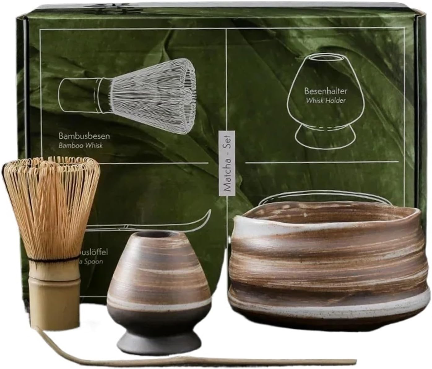 4pcs/set Coarse pottery Matcha Set Safe Bamboo Teaspoon Tea Sets Indoor Beverage Shop Tea-making Tools Accessorie(A 4PCS gilding)