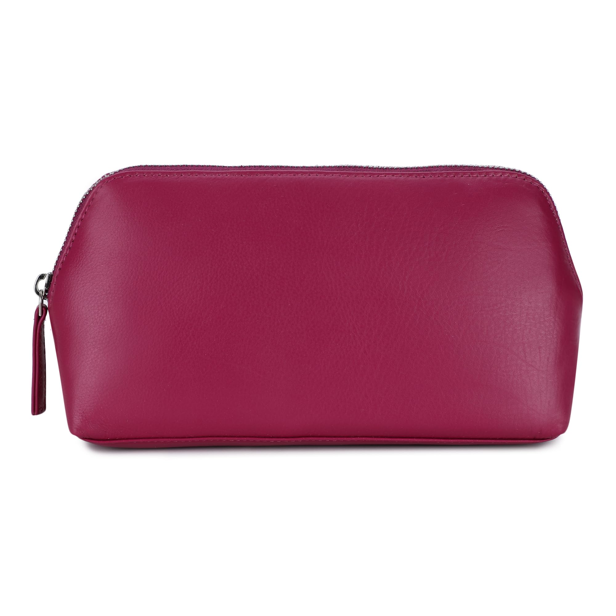 Women's Leather Cosmetic Bag - Medium Travel Makeup Pouch - Make-Up Case (Pink)