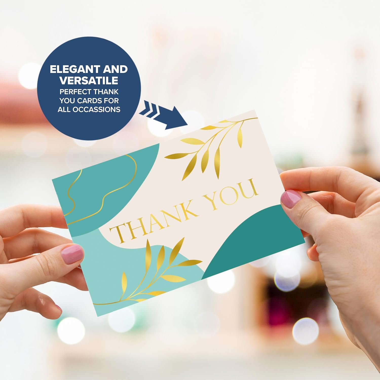 Decorably 24 Pack Gold-Foiled 6x4in Sage Green Thank You Cards with Envelopes & Stickers, 6 Elegant Designs for Friends, Family & Loved Ones, Blank Inside - All Occasions, Wedding, Birthday, Gifting - Image 6