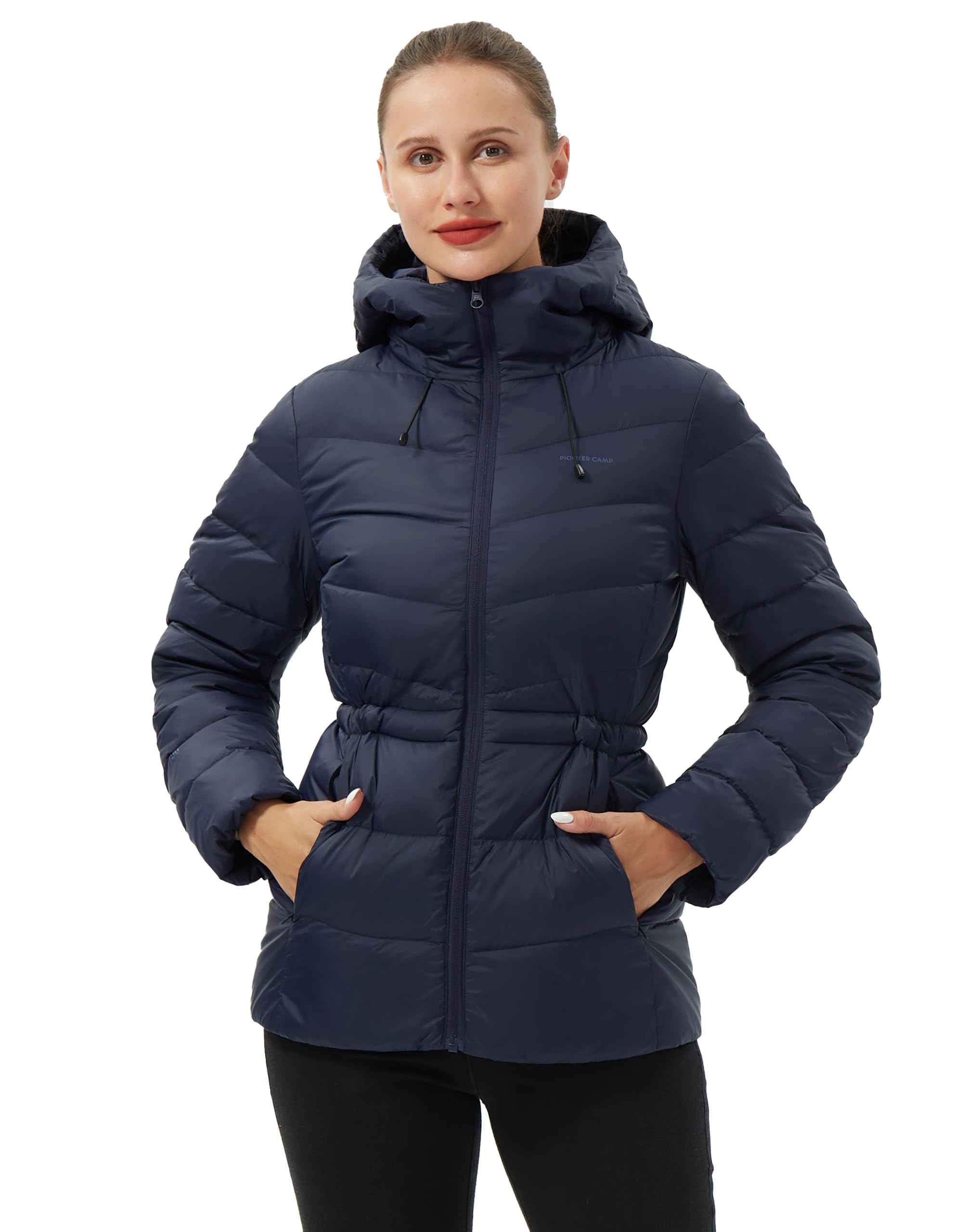 Chaqueta de plumón para mujer, ligera, con capucha