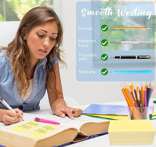 Miniatura 4 de (12 blocs) notas adhesivas grandes amarillas de 3 x 5 pulgadas, 1200 notas autoadhesivas, 100 hojas/bloc de colores brillantes, almohadillas