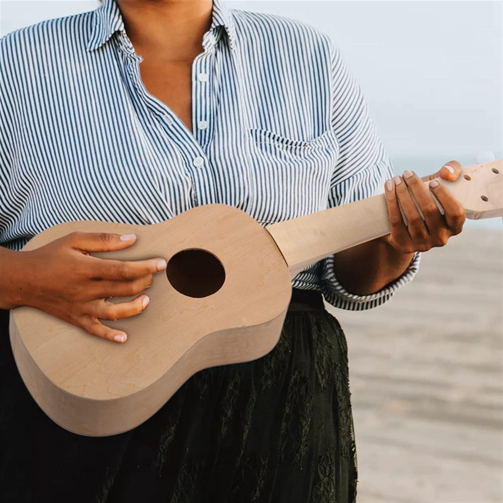 Ukulele koncertowe Początkujący Ukulele 21- calowa Biała Drewniana Kula Ukulele Sopranowa Gitara Hawajska