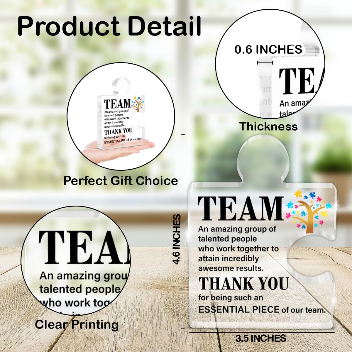 Team Appreciation Gifts - Leadership Gift - Boss Day Gifts - Thank You Gift for Coworkers Colleagues Employees Boss Acrylic Puzzle Piece Plaque Office Desk Decor - Image 2