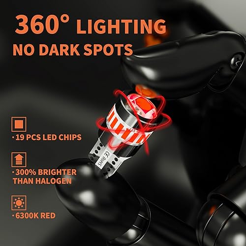 Miniatura 58 de Yorkim Bombilla LED 7440, luces rojas brillantes, bombillas LED T20, 7443 LED, 7441 LED, W21W LED, 7444 bombillas, para luz de marcha atrás/de Rojo