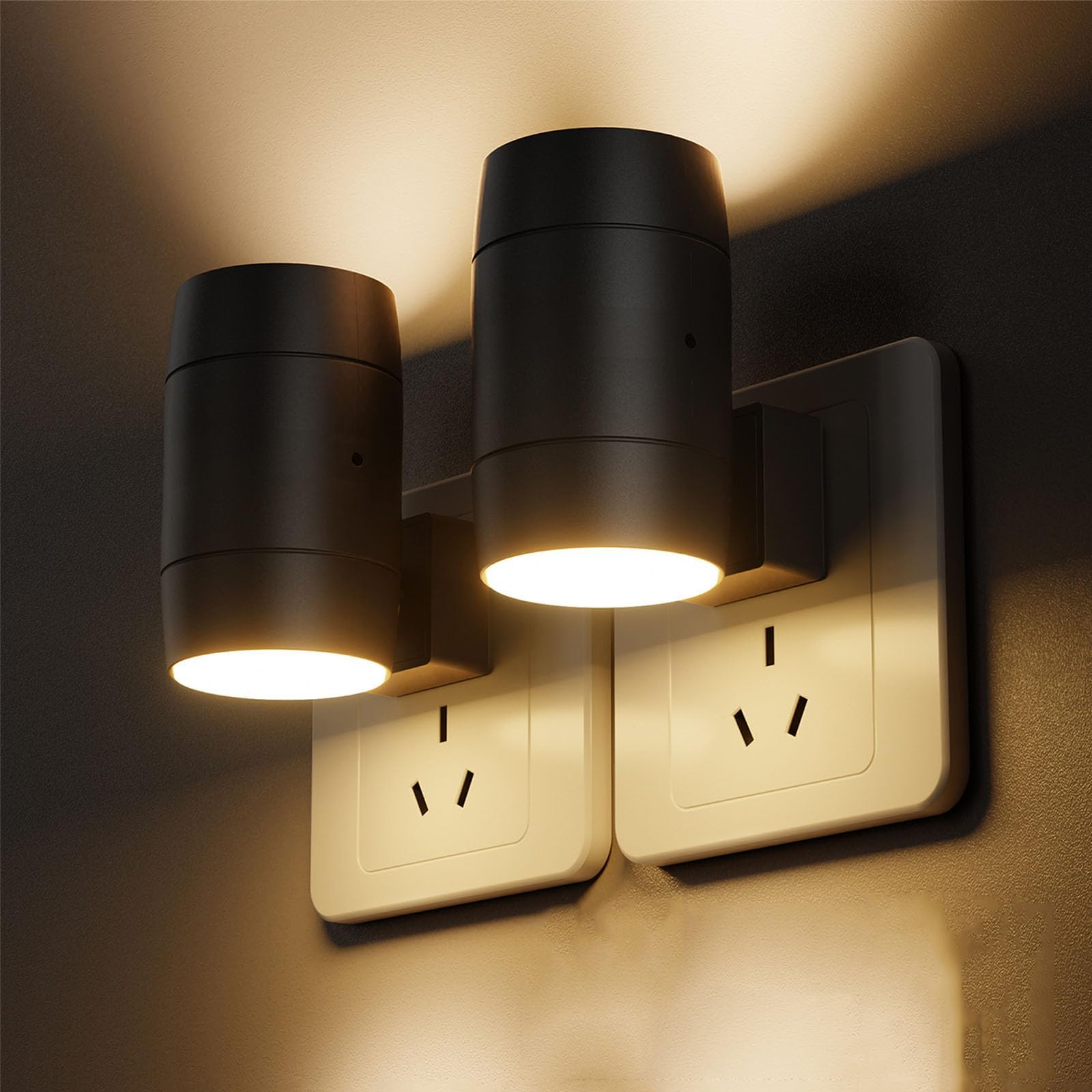 Luz Nocturna, Luz Nocturna Led con Luz Blanca Cálida de 3000 K, Botón de Ajuste Que Se Puede Ajustar de 0 a 100 Lm, con Sensor de Fotocélula de Atardecer a Amanecer 2PCS