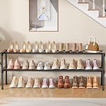 LUKYTOWER Extra Long Shoe Rack 2 Tier Shoe Storage Organizer Wide Stackable Shoe Organizer Racks for Closet Entryway,Shoe Shelf Stand Sturdy Durable Shoes Rack Holder Save Space
