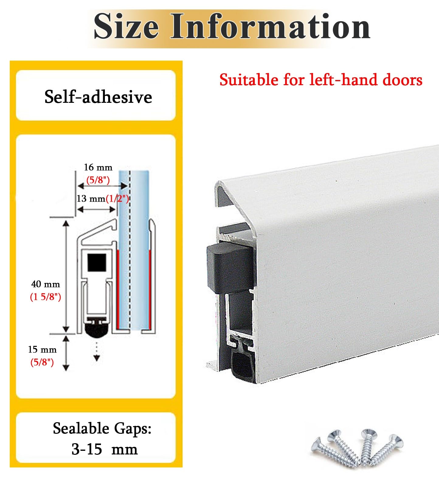 Burlete Automatico Puertas Burlete Automático De Superficie Para Puertas, Burlete Inferior Automático De Aluminio Para Puertas, Tira Insonorizante Para El Hueco De La Puerta(Silver,18in/46cm)