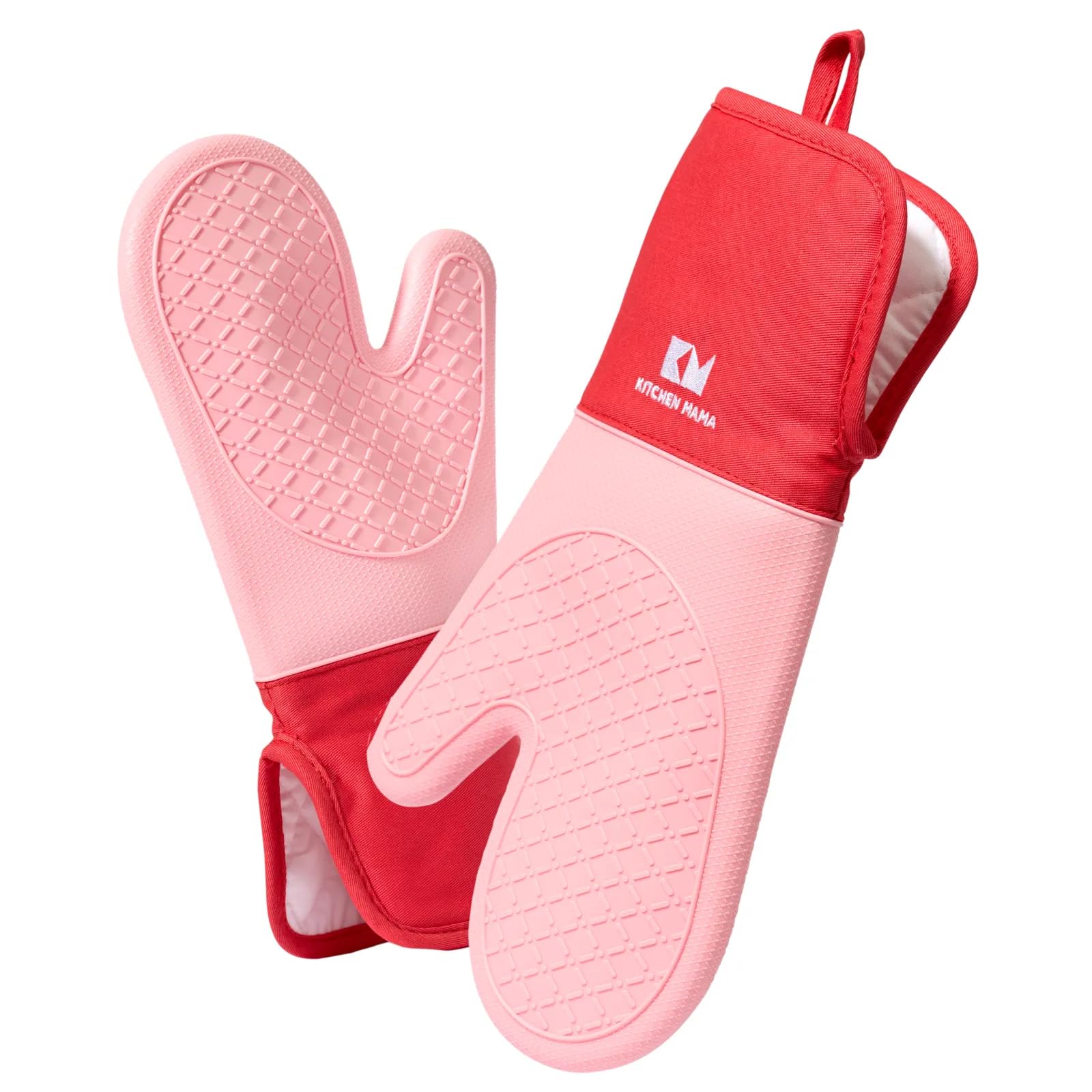 Kitchen Mama UltraShield Silicone Oven Mitts – Heat Resistant, Non-Slip Surface, Durable, Safe, Pot Holders, FlexiblWaterproof Glove Set, Perfect for