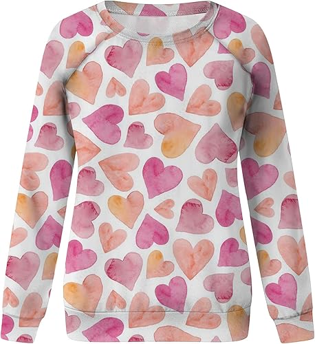 Miniatura 7 de Sudadera de leopardo con corazón de amor para mujer camisetas de manga larga para el día de San Valentín camisetas gráficas sin botones para niñas