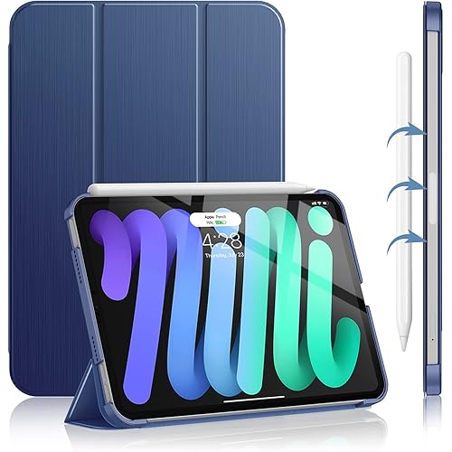 Soke for iPad mini 7 Case A17 Pro, iPad mini 7th/6th Generation 2024/2021- [Slim Trifold Stand + Auto Wake/Sleep], Protective Hard PC Back Cover for Apple iPad mini 7/6 Gen 8.3 Inch - Navy