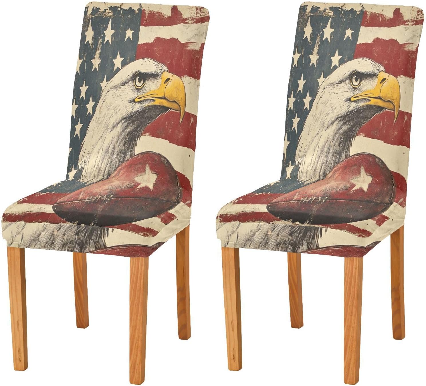 ALAZA Chair Covers for Dining Room, Vintage American Eagles Football Stretch Chair Cover Sets Chair Protector Removable Washable for Ktichen Restaurant Hotel
