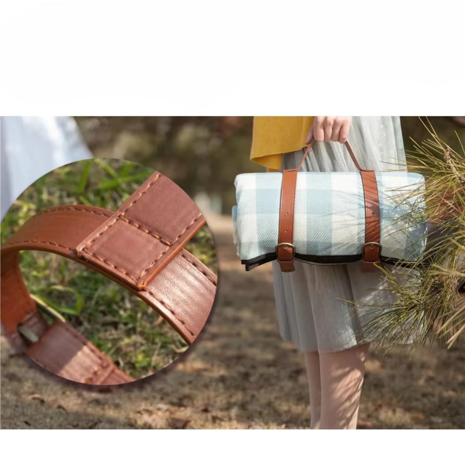 Tappetino da picnic impermeabile e da campeggio, coperta da spiaggia a quadri, rettangolare, grande, 200 x 200 cm, ideale per viaggi e riunioni di famiglia