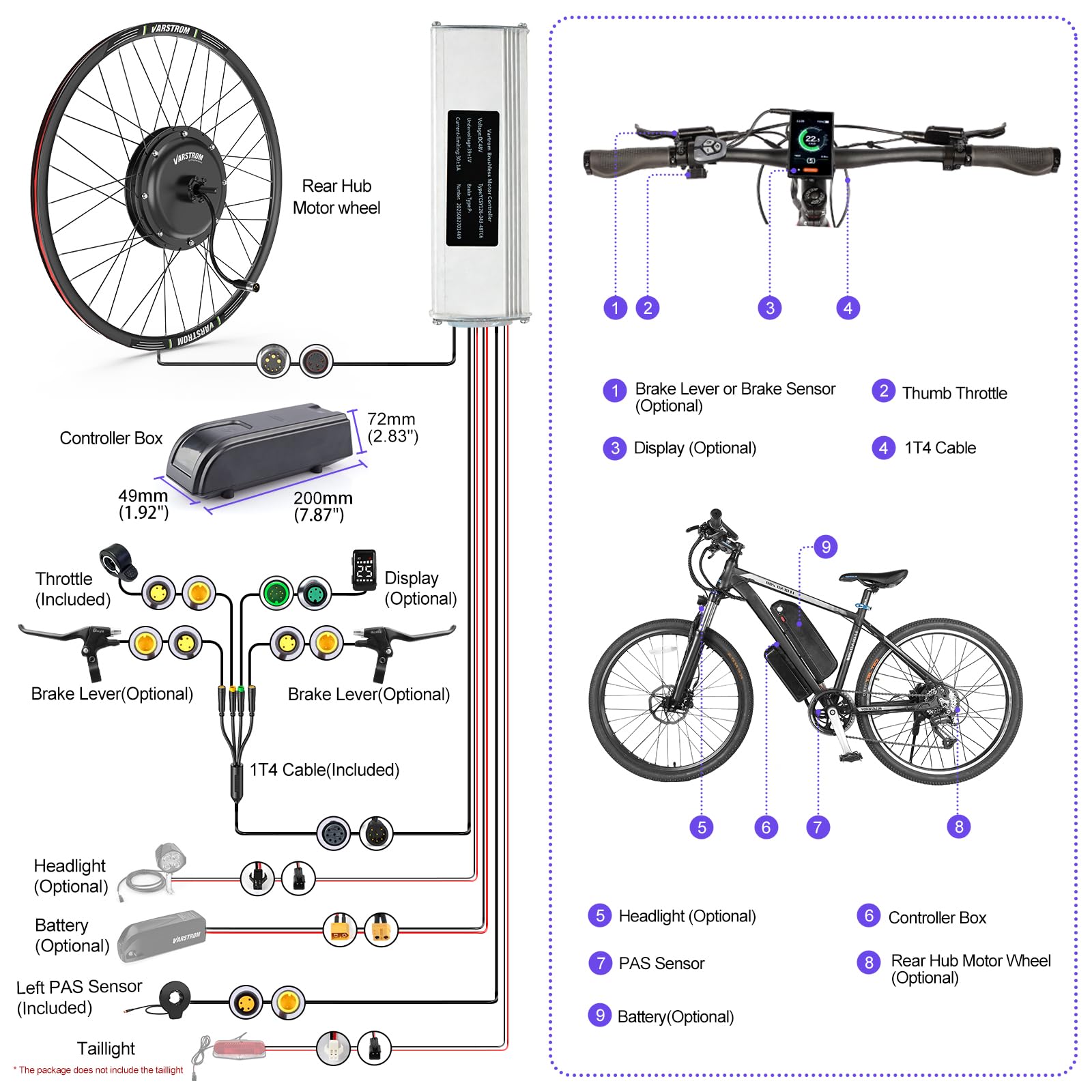 48V Kit Conversione Bici Elettrica 26 27,5 29 Motore Anteriore Posteriore | JYLT Kit di Conversione Bici Elettrica con Batteria Opt -Motore Brushless Ad Ingranaggi Per Cassetta Città Mountain Bike