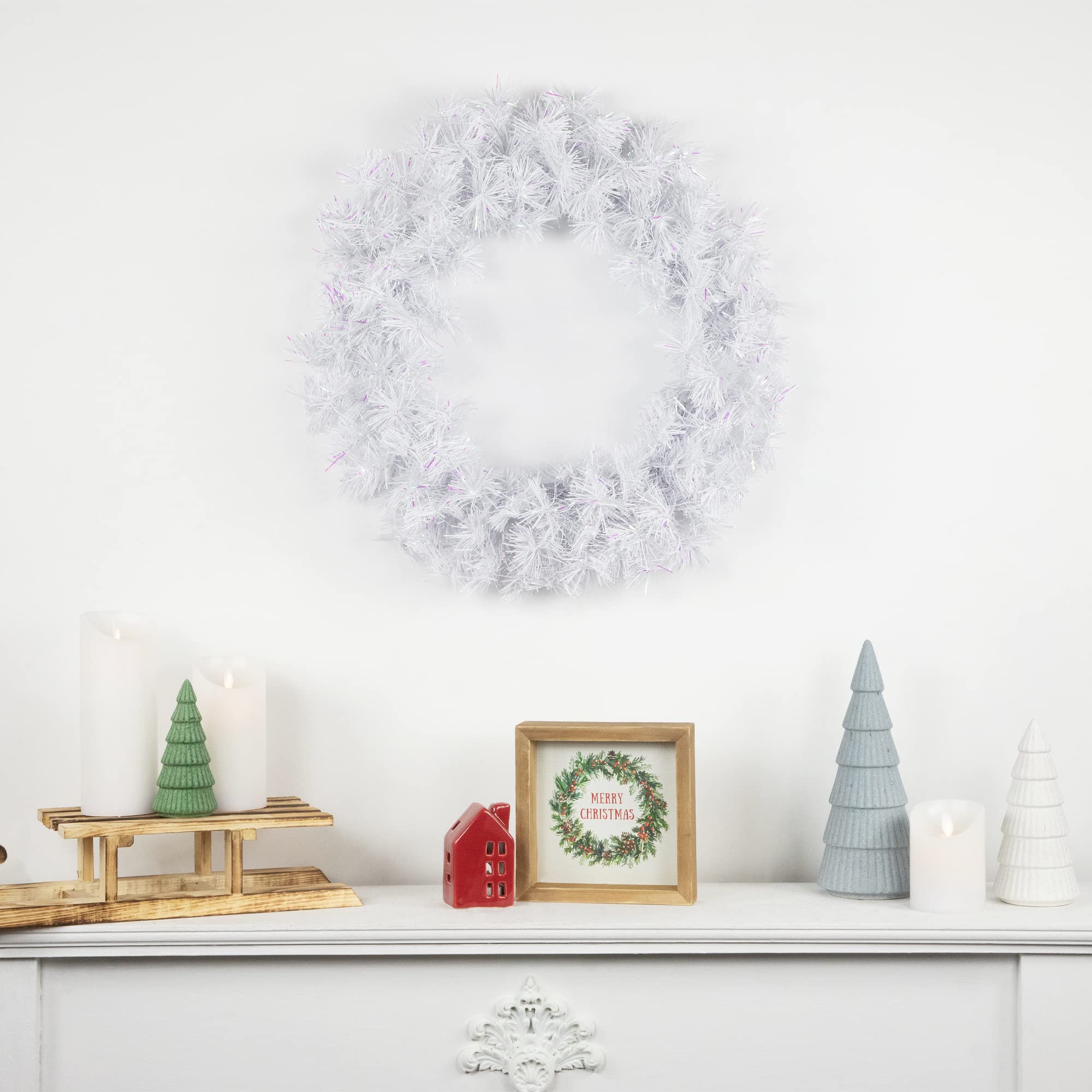 ICY White Iridescent Spruce Artificial Christmas Wreath - 18-Inch, Unlit
