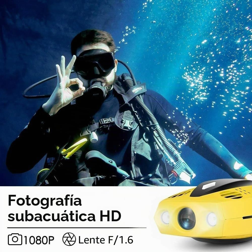 CHASING Dory Drone submarino Full HD 1080p con cámara de visualización en tiempo real, control remoto APP y portátil, con estuche de transporte, boya WiFi y cable de 15 m, ROV