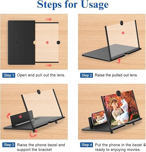 Miniatura 4 de Lupa de pantalla de 12 pulgadas para teléfono celular, proyector de aumento de pantalla 3D HD, expansores de ampliación de pantalla para películas,