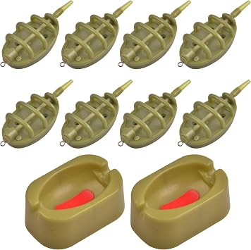 Carp Fishing Method Feeder Set 4 Inline Method Feeders with 1 Quick Release Carp Fishing Equipment Tackle for Baits Holder Tool