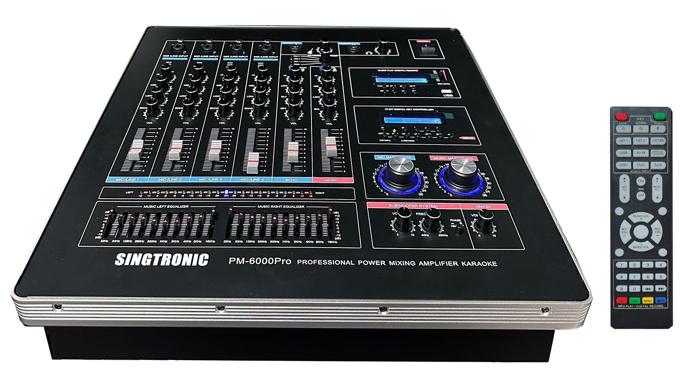 Sponsored Ad - Singtronic PM-6000Pro Professional KJ/DJ 6000W Digital Console Mixing Board Karaoke Ampliffier Built in HDMI-Arc, Optical, Bluetooth, Aux, Recording with Anti-Feedbacks
