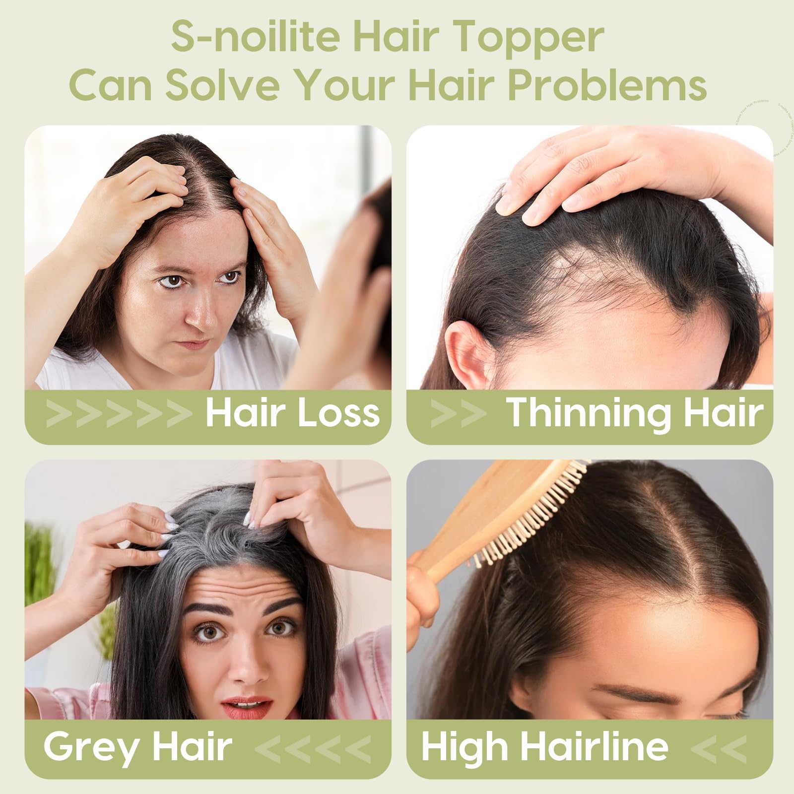 S-noilite Topper für Frauen Echthaar mit Pony 150% Dichte Toupet Haarteil Echthaar Damen Haarverdichtung für Dünnes Haar Mono Basis Haarverlängerung 50cm - 47g #1B Natürliches Schwarz