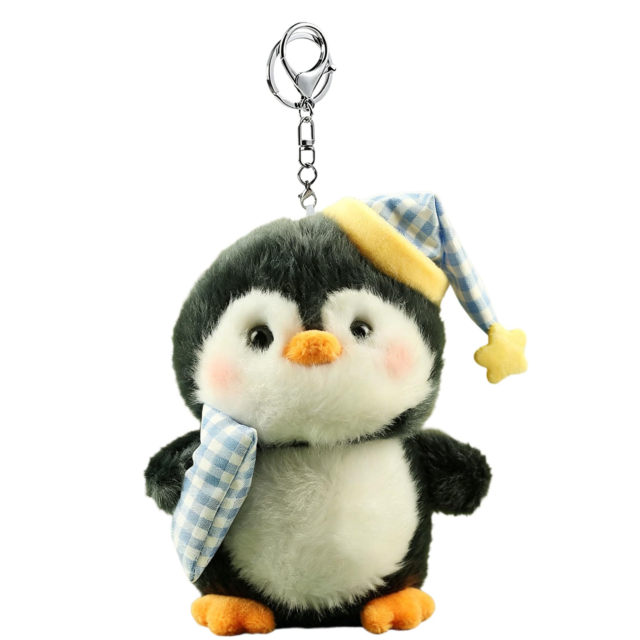 Glimbely Cute Plush Penguin Charm for Backpack, Kawaii Car Keychain Holder Cute Stuffed Animal Penguin Purse Charms for Handbags (Blue)