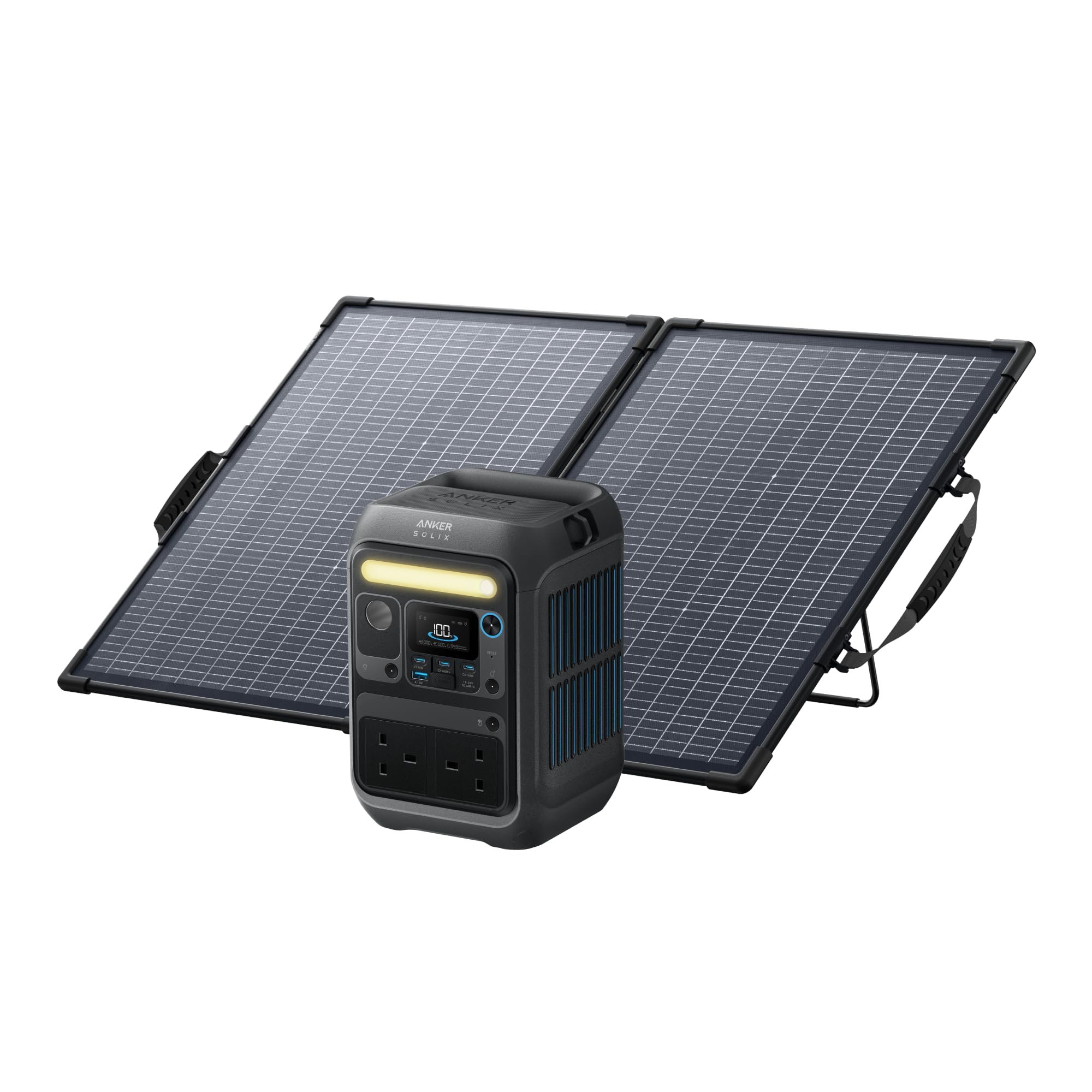 Anker Solix C300X, 300W 288Wh Portable Power Station with 100W Solar Panel | LiFePO4 Battery, Peak 600W, 140W Two-Way Fast Charging, Solar Generator for Outdoor, Camping, Traveling, Emergencies