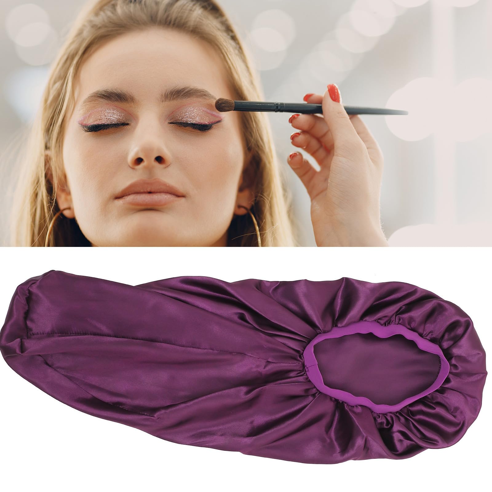 Toyvian Bonnet de Nuit Bonnet Long Élastique Confortable pour Cheveux Bouclés en Satin Protège les Cheveux Pendant le Sommeil Tâches Ménagères, Couleur Pourpre