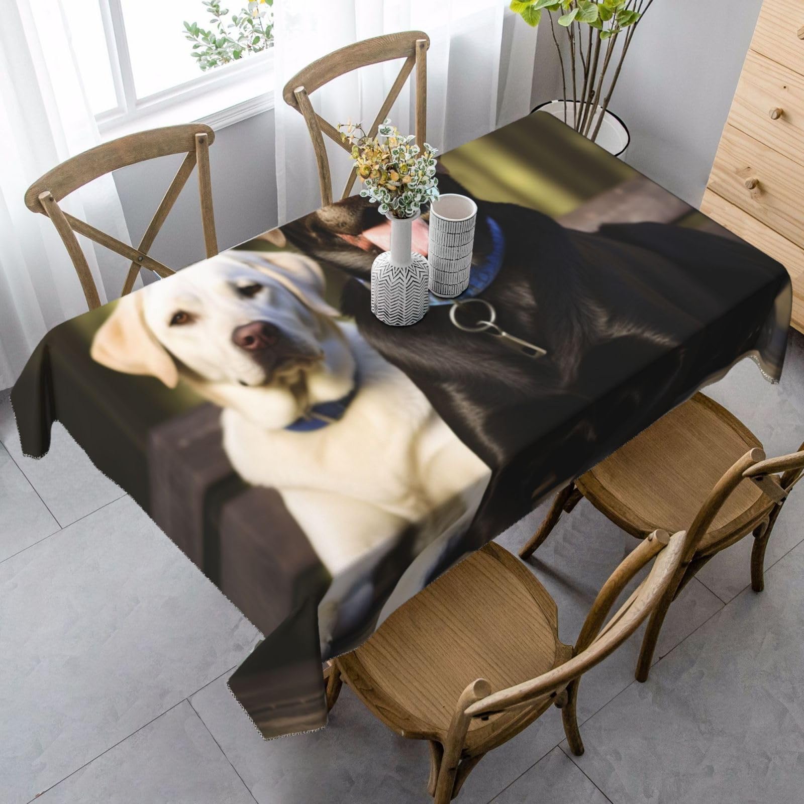 FodPand 35x55 Inch Tablecloth Stain and Wrinkle Resistant Table Cover Rectangular Washable Kitchen Table Cloth for Dinning Room Picnic Patio Party Decor, Labrador