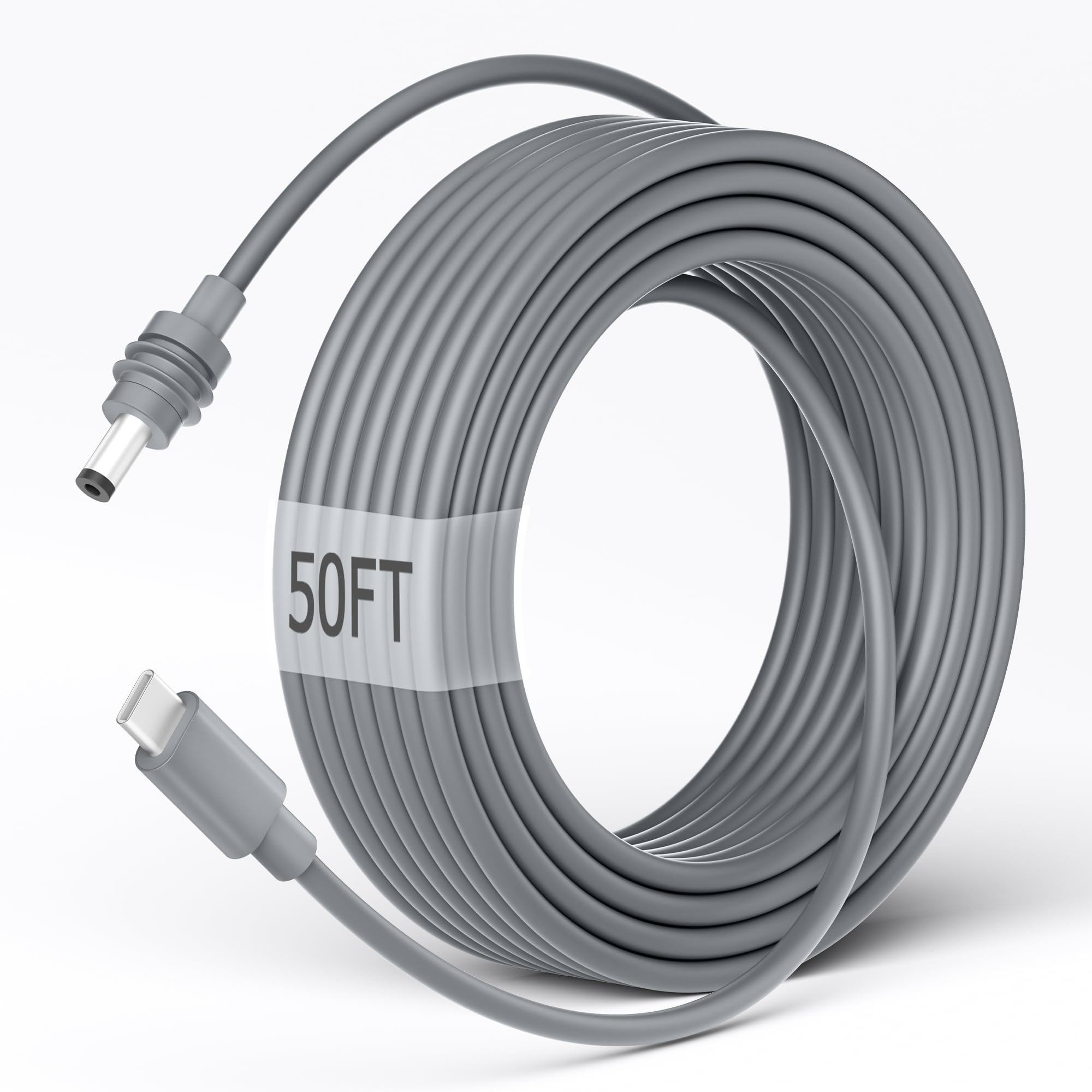 Starlink Mini 電源ケーブル 50フィート/15m Starlink Mini Type C to DCケーブル 防水 18AWG PD 100W Type C to DC バレル電源コード 5.5 x 2.1mm モバイルバッテリー100W+PDソース対応 グレー