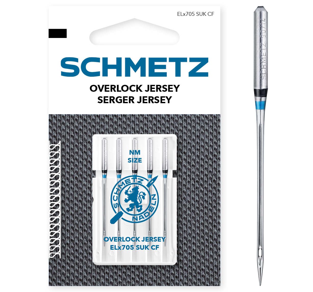 SCHMETZ | 5 Sewing Machine Needles | Overlock Jersey | ELx705 SUK CF/SY 2022 | Size 80/12 | Check the Recommended Needle System in the Operating Instructions