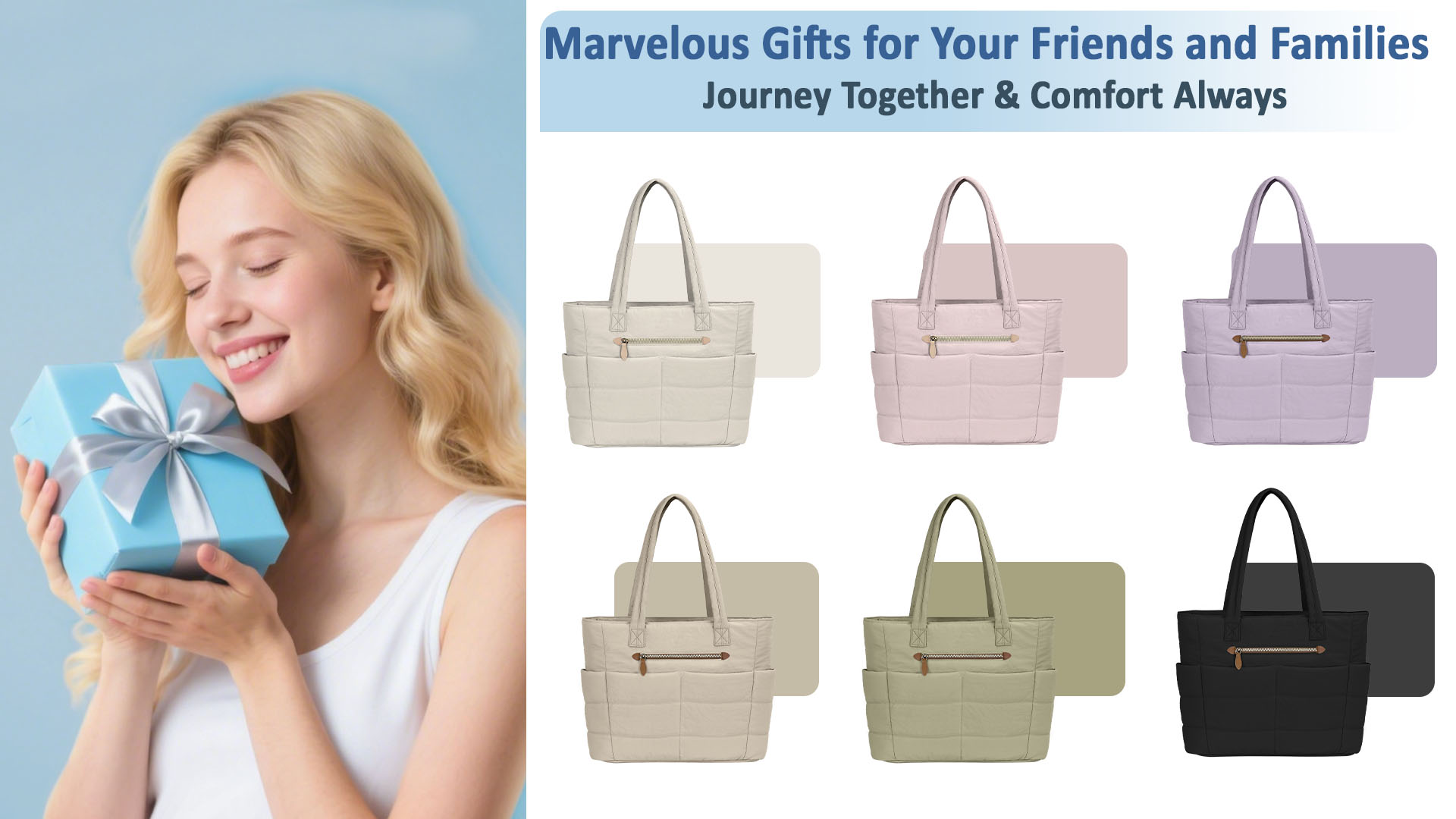 Bolso Tote grande para mujer ligero y acolchado miniatura 7