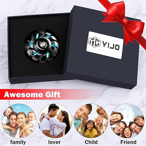 Miniatura 7 de YIJO Black Gear Fidget Spinner colorido brillo en la oscuridad alta velocidad y silencio diseño mecánico de metal fresco con símbolo de calavera