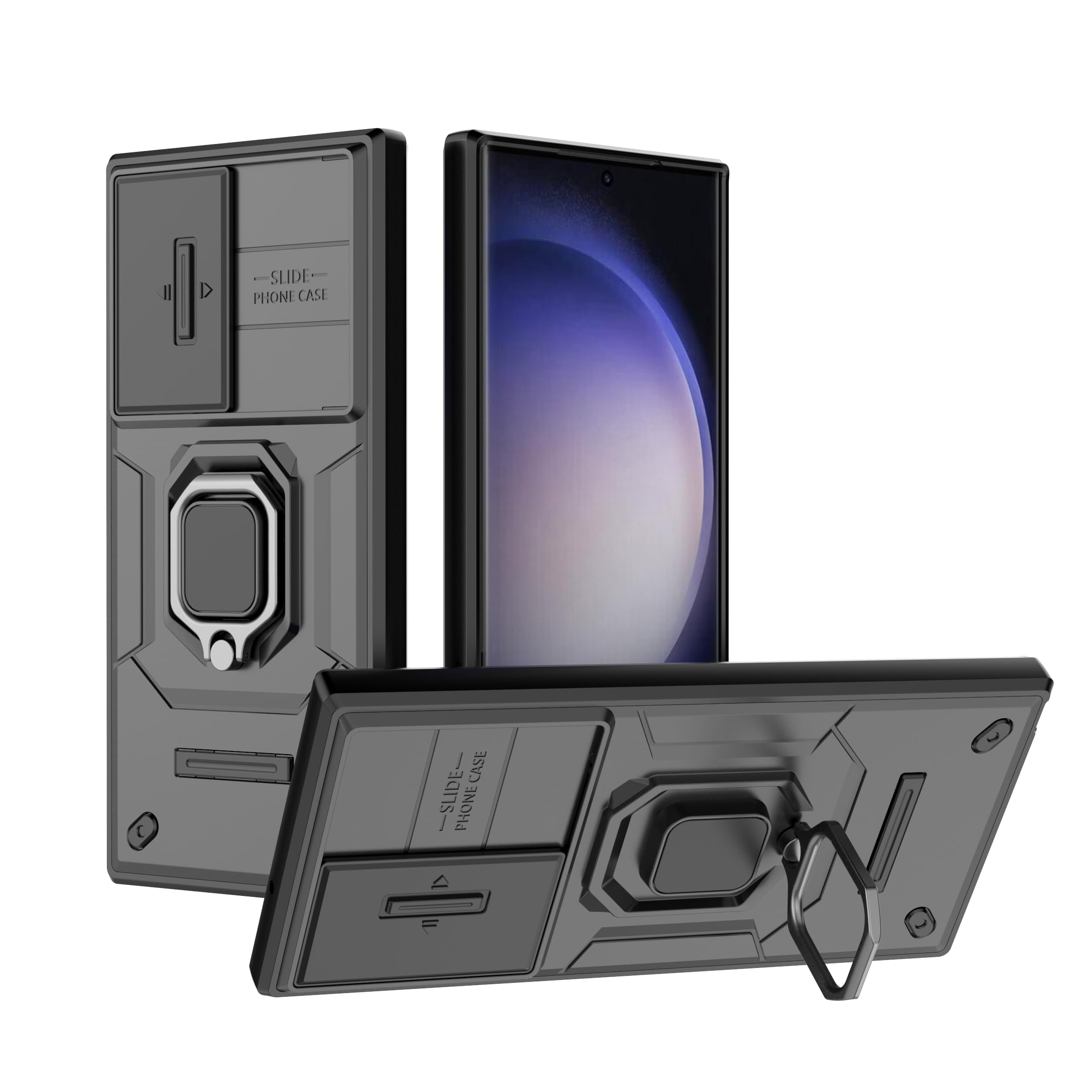 SHINESTAR Tough Armor Samsung Galaxy S23 Ultra 5G Bumper Back Case Cover | Ring Holder & Sliding Camera Shield Cover | 360 Degree Protection Back Case Cover (Black) (B0D9STN2LL) Amazon Price History, Amazon Price Tracker