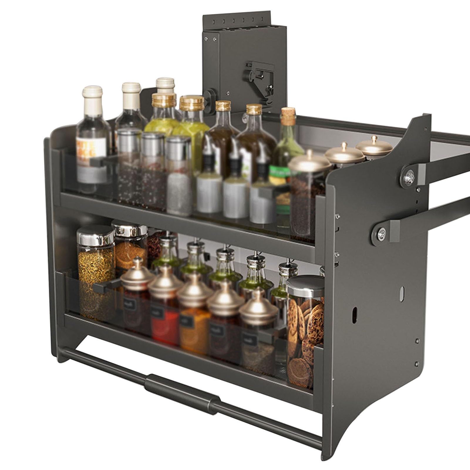 Wysuwana Półka Do Szafek Kuchennych, 2-Poziomowa Półka Oszczędzająca Miejsce Do Przechowywania Urządzeń Agd,Grey-610x270x530mm