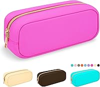 Vista 8 de Iqimott Bolsa Grande de Maquillaje de Nylon, Estuche de Viaje Preppy, Bolsa Grande de Cosméticos de Nylon, Organizador de Maquillaje, Bolsa de Rosa