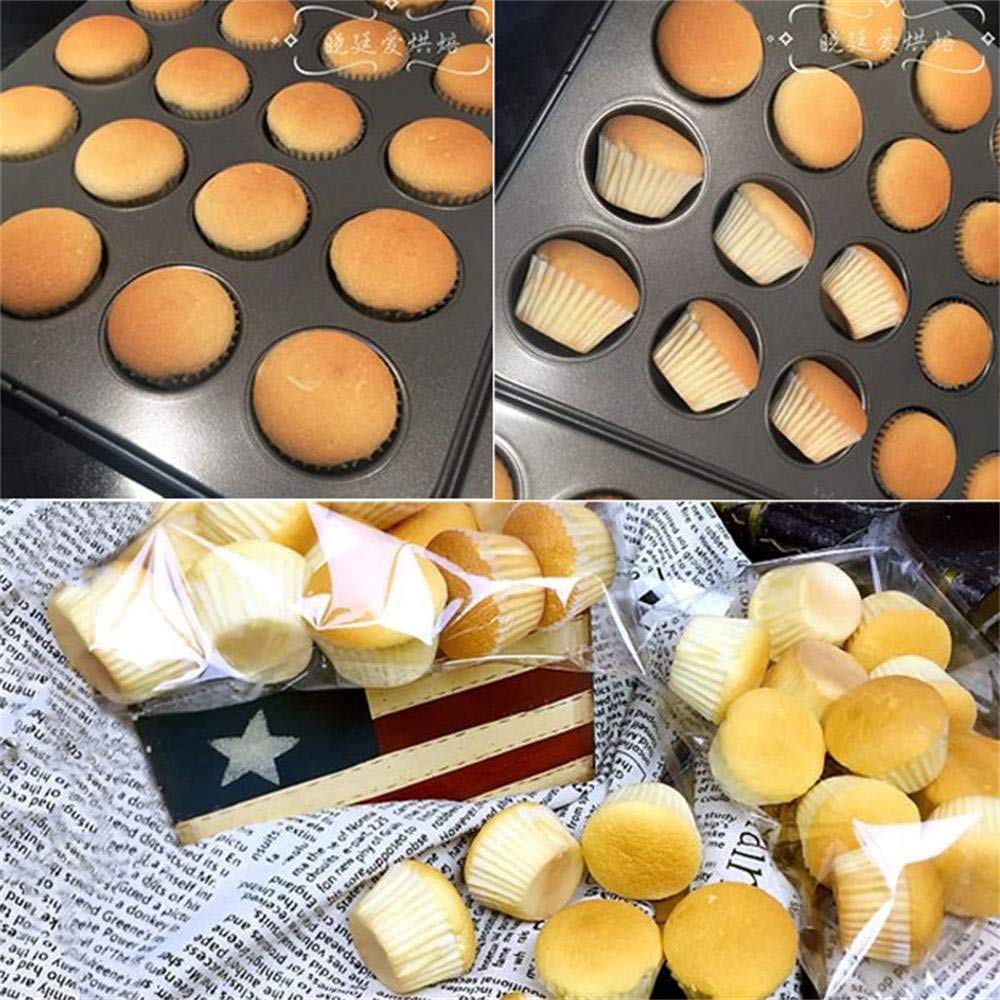 Tebery 24 Mini de Muffin Bandejas para Hornear Magdalenas, Antideslizantes, de Acero al Carbono, Juego de 2