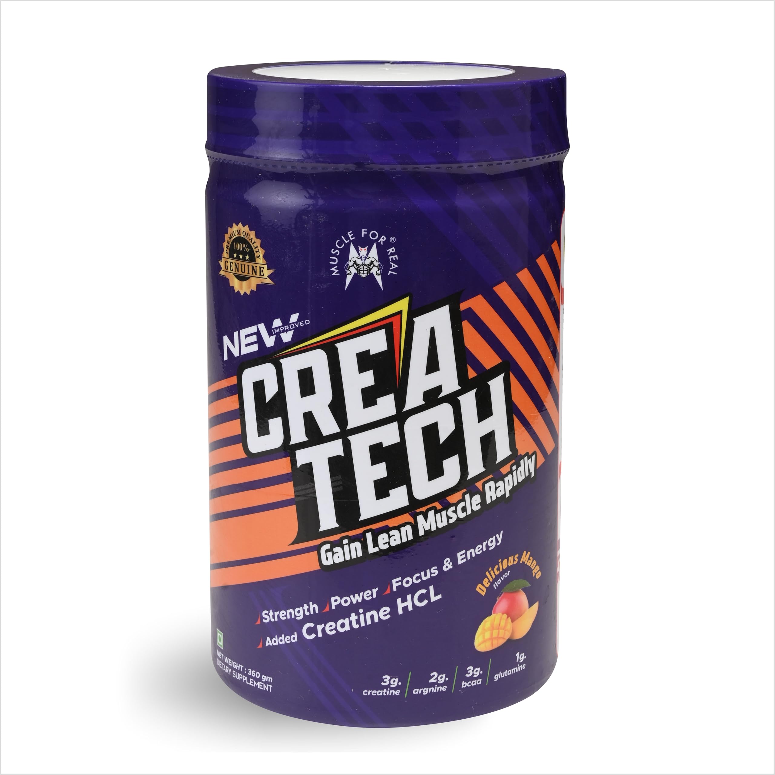 MFR CreaTech Muscle Gain Formula with Creatine HCL, Triple Delicious Mango Flavour, 360g, for Muscle Growth and Energy-image-31